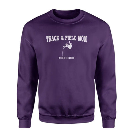 Pole Vault Mom with Pole Vaulter Icon and Pole Vaulter Name on a Sweatshirt with a White Graphic