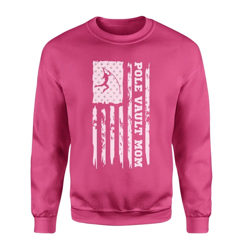Pole Vault Mom Vertical Flag on a Sweatshirt with a White Graphic