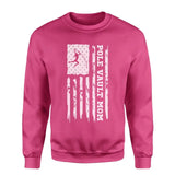 Pole Vault Mom Vertical Flag on a Sweatshirt with a White Graphic