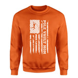 Pole Vault Mom Vertical Flag on a Sweatshirt with a White Graphic