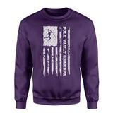 Pole Vault Grandpa Vertical Flag on a Sweatshirt with a White Graphic