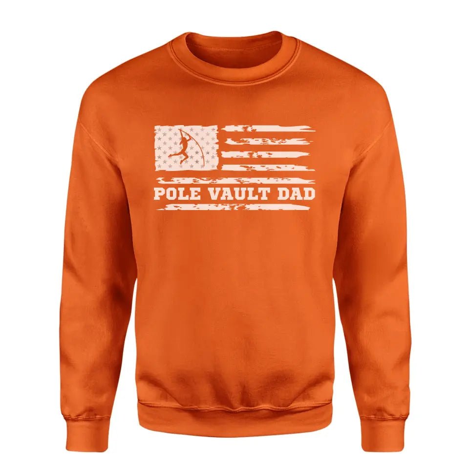Pole Vault Dad Horizontal Flag on a Sweatshirt with a White Graphic