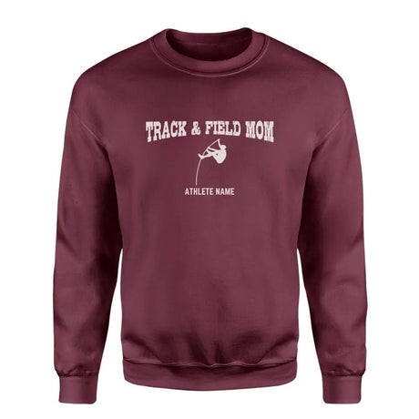 Pole Vault Mom with Pole Vaulter Icon and Pole Vaulter Name on a Sweatshirt with a White Graphic
