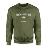 Pole Vault Mom with Pole Vaulter Icon and Pole Vaulter Name on a Sweatshirt with a White Graphic