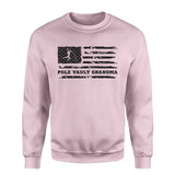 Pole Vault Grandma Horizontal Flag on a Sweatshirt with a Black Graphic