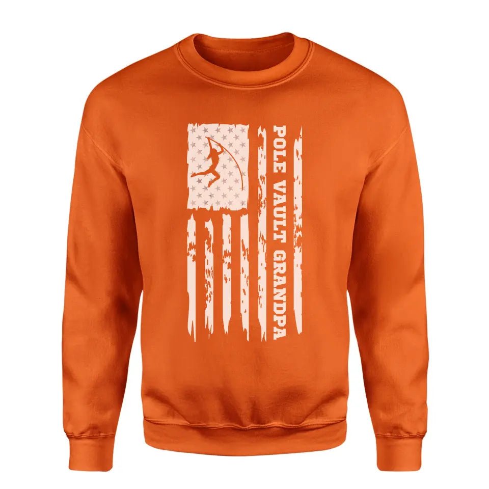 Pole Vault Grandpa Vertical Flag on a Sweatshirt with a White Graphic