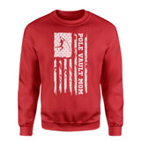 Pole Vault Mom Vertical Flag on a Sweatshirt with a White Graphic