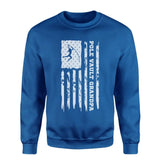 Pole Vault Grandpa Vertical Flag on a Sweatshirt with a White Graphic