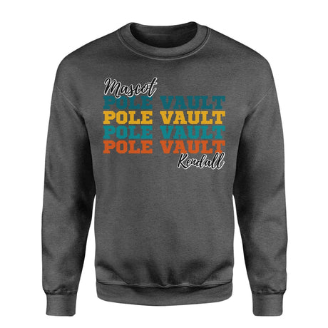 Personalized Pole Vault Pole Vault Pole Vault on a Sweatshirt With Mascot and Pole Vaulter Name on a Sweatshirt