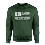 Pole Vault Grandpa Horizontal Flag on a Sweatshirt with a White Graphic
