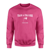 Pole Vault Mom with Pole Vaulter Icon and Pole Vaulter Name on a Sweatshirt with a White Graphic