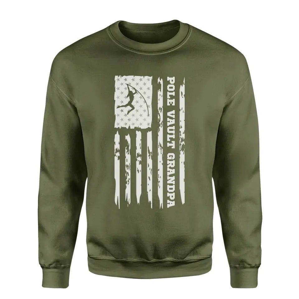 Pole Vault Grandpa Vertical Flag on a Sweatshirt with a White Graphic
