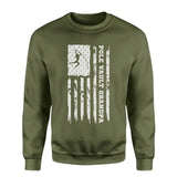 Pole Vault Grandpa Vertical Flag on a Sweatshirt with a White Graphic