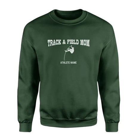 Pole Vault Mom with Pole Vaulter Icon and Pole Vaulter Name on a Sweatshirt with a White Graphic