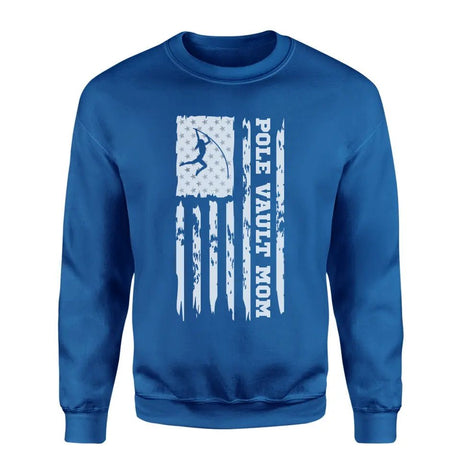 Pole Vault Mom Vertical Flag on a Sweatshirt with a White Graphic
