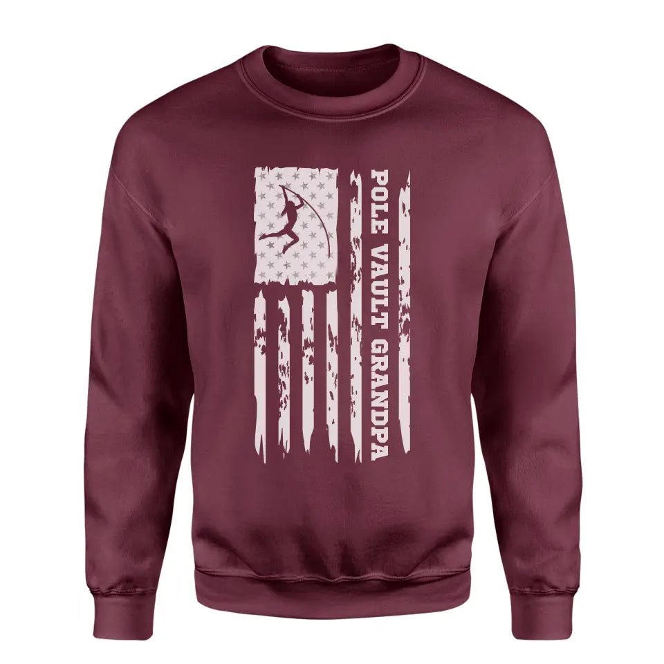 Pole Vault Grandpa Vertical Flag on a Sweatshirt with a White Graphic