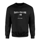 Pole Vault Mom with Pole Vaulter Icon and Pole Vaulter Name on a Sweatshirt with a White Graphic
