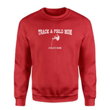 Pole Vault Mom with Pole Vaulter Icon and Pole Vaulter Name on a Sweatshirt with a White Graphic