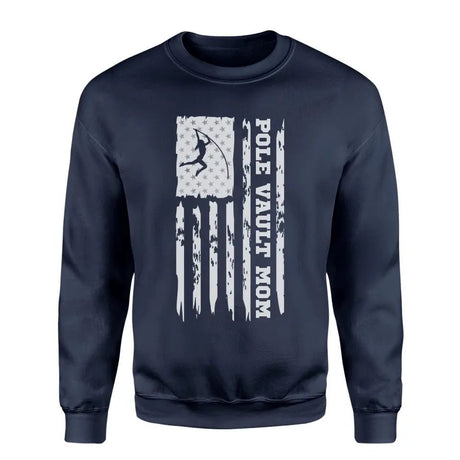 Pole Vault Mom Vertical Flag on a Sweatshirt with a White Graphic