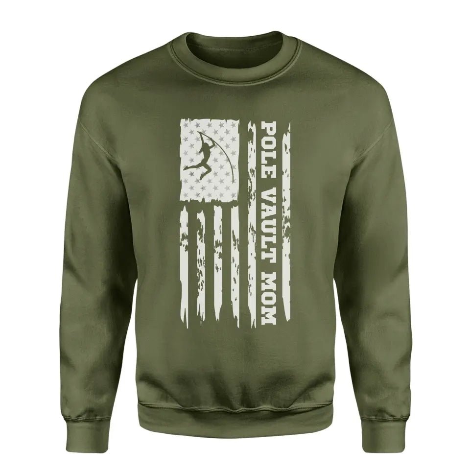 Pole Vault Mom Vertical Flag on a Sweatshirt with a White Graphic
