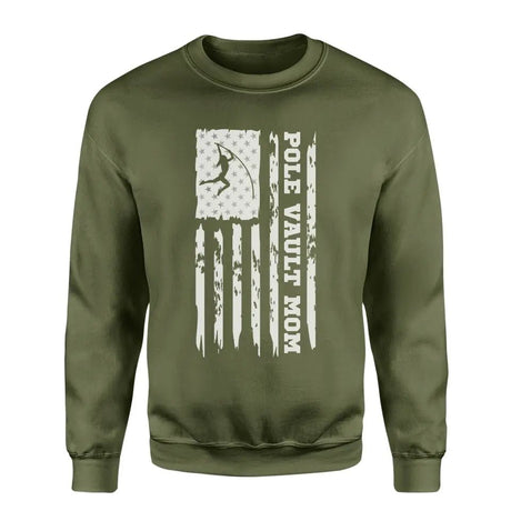 Pole Vault Mom Vertical Flag on a Sweatshirt with a White Graphic