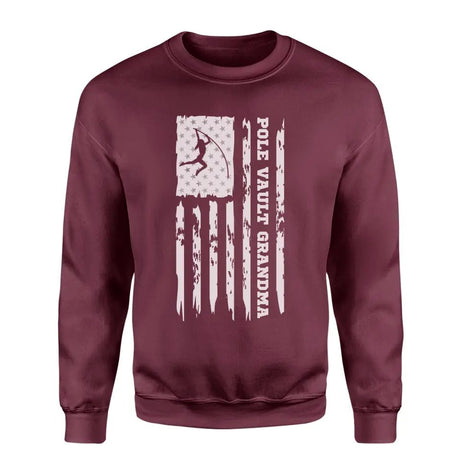 Pole Vault Grandma Vertical Flag on a Sweatshirt with a White Graphic