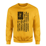 Pole Vault Grandma Vertical Flag on a Sweatshirt with a Black Graphic