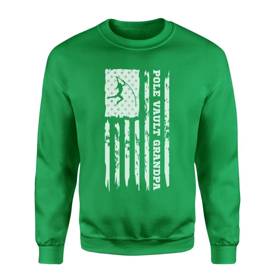 Pole Vault Grandpa Vertical Flag on a Sweatshirt with a White Graphic