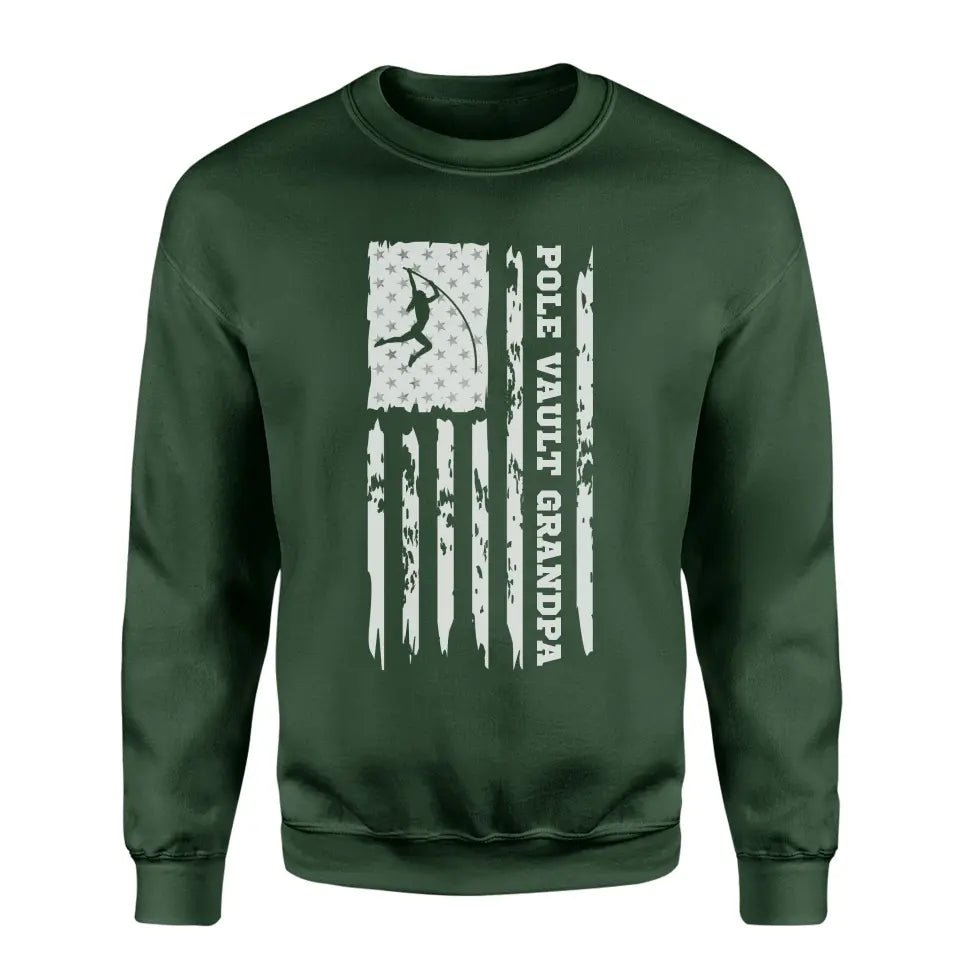 Pole Vault Grandpa Vertical Flag on a Sweatshirt with a White Graphic