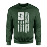 Pole Vault Grandpa Vertical Flag on a Sweatshirt with a White Graphic