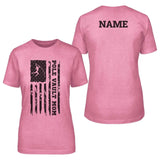 Pole Vault Mom Vertical Flag With Pole Vaulter Name on a Unisex T-Shirt with a Black Graphic