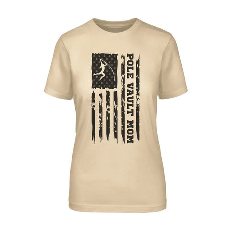 Pole Vault Mom Vertical Flag on a Unisex T-Shirt with a Black Graphic