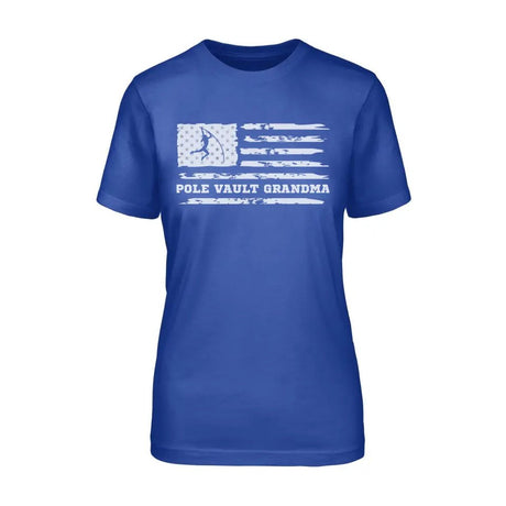 Pole Vault Grandma Horizontal Flag on a Unisex T-Shirt with a White Graphic