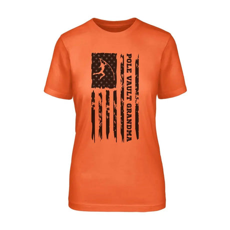 Pole Vault Grandma Vertical Flag on a Unisex T-Shirt with a Black Graphic