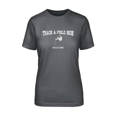 Pole Vault Mom with Pole Vaulter Icon and Pole Vaulter Name on a Unisex T-Shirt with a White Graphic