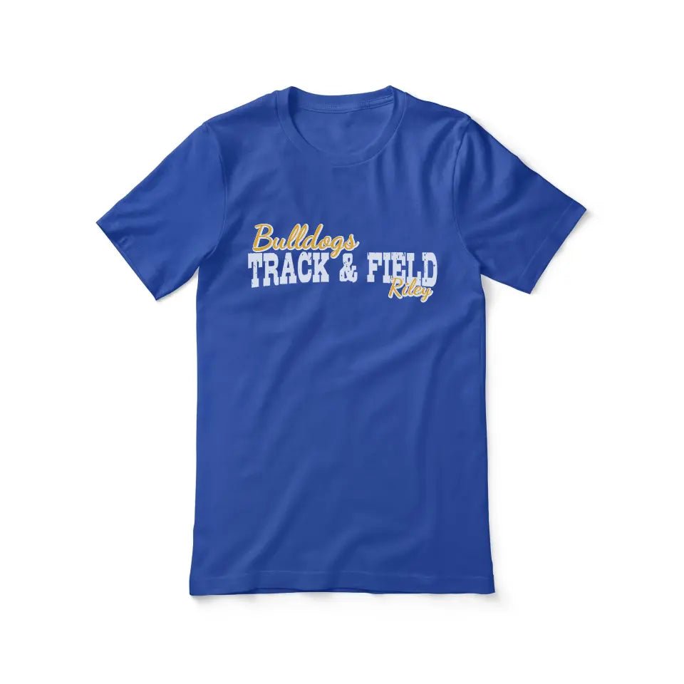 Custom Pole Vault Mascot and Pole Vaulter Name on a Unisex T-Shirt with a White Graphic