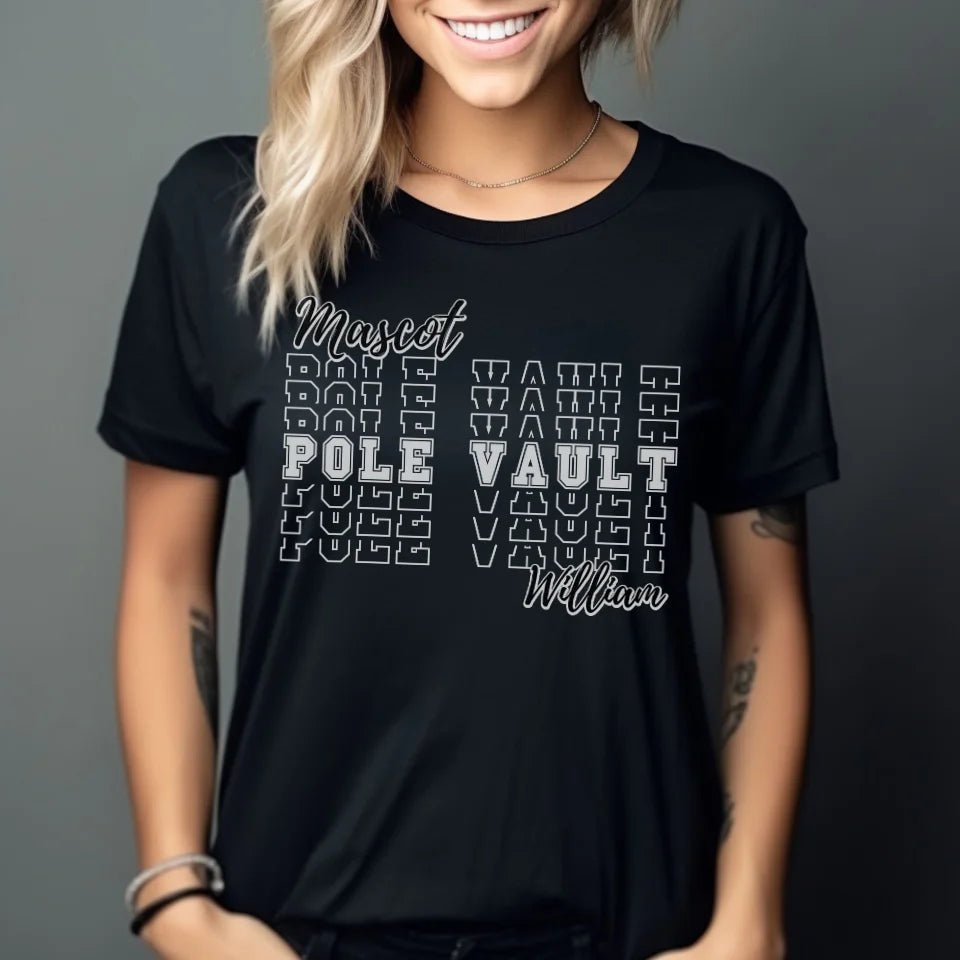 Custom Pole Vault Shirt With Mascot and Pole Vaulter Name on a Unisex T-Shirt