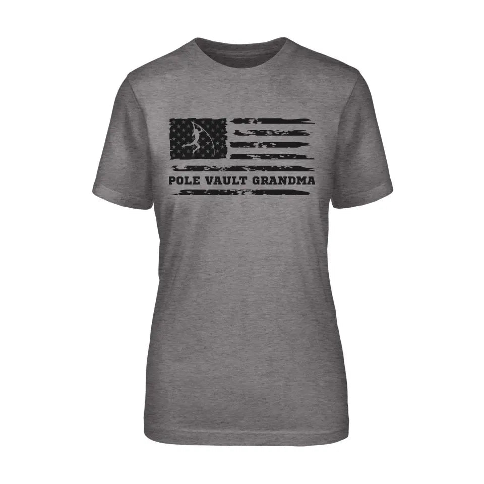 Pole Vault Grandma Horizontal Flag on a Unisex T-Shirt with a Black Graphic