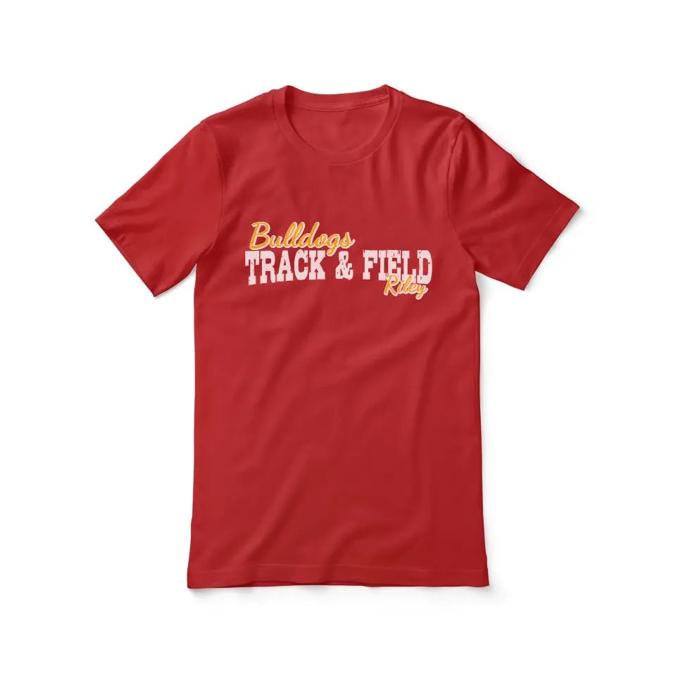 Custom Pole Vault Mascot and Pole Vaulter Name on a Unisex T-Shirt with a White Graphic