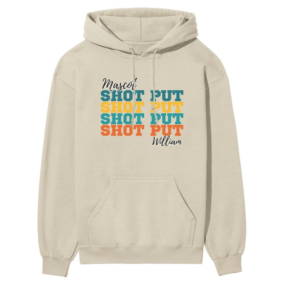 Personalized Shot put Shot put Shot put on a Hoodie With Mascot and Shot putter Name on a Hoodie