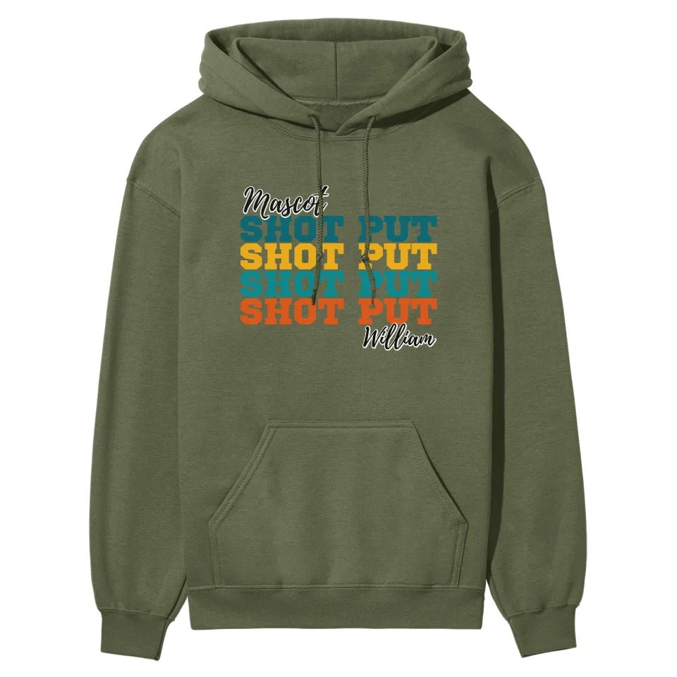 Personalized Shot put Shot put Shot put on a Hoodie With Mascot and Shot putter Name on a Hoodie