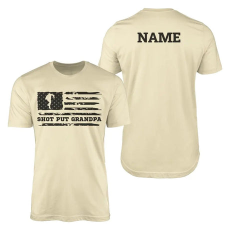 Shot put Grandpa Horizontal Flag With Shot putter Name on a Men's T-Shirt with a Black Graphic