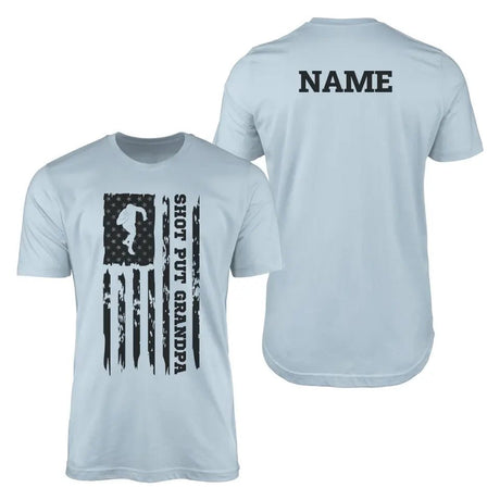 Shot put Grandpa Vertical Flag With Shot putter Name on a Men's T-Shirt with a Black Graphic