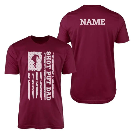 Shot put Dad Vertical Flag With Shot putter Name on a Men's T-Shirt with a White Graphic