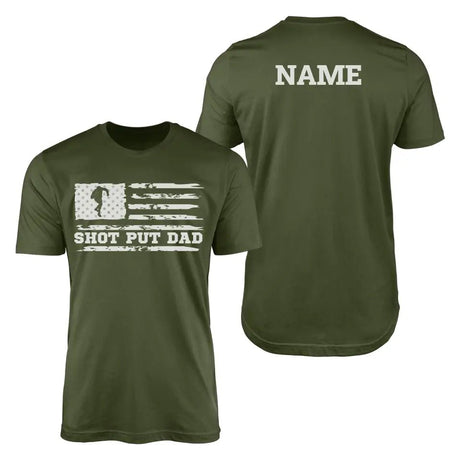 Shot put Dad Horizontal Flag With Shot putter Name on a Men's T-Shirt with a White Graphic