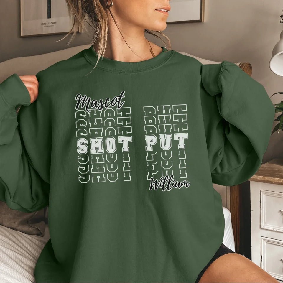 Custom Shot put on a Sweatshirt With Mascot and Shot putter Name on a Sweatshirt