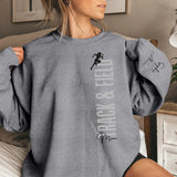Personalized Shot put Mom on a Sweatshirt With Mascot, Icon, and Shot putter Name on Sleeve on a Sweatshirt