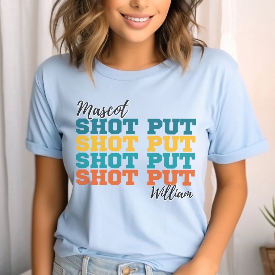 Personalized Shot put Shot put Shot put Shirt With Mascot and Shot putter Name on a Unisex T-Shirt