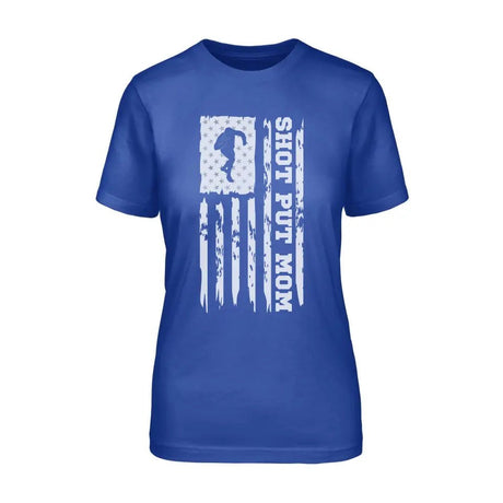 Shot put Mom Vertical Flag on a Unisex T-Shirt with a White Graphic