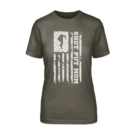 Shot put Mom Vertical Flag on a Unisex T-Shirt with a White Graphic